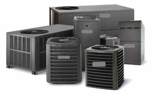 A group of different types of air conditioners.