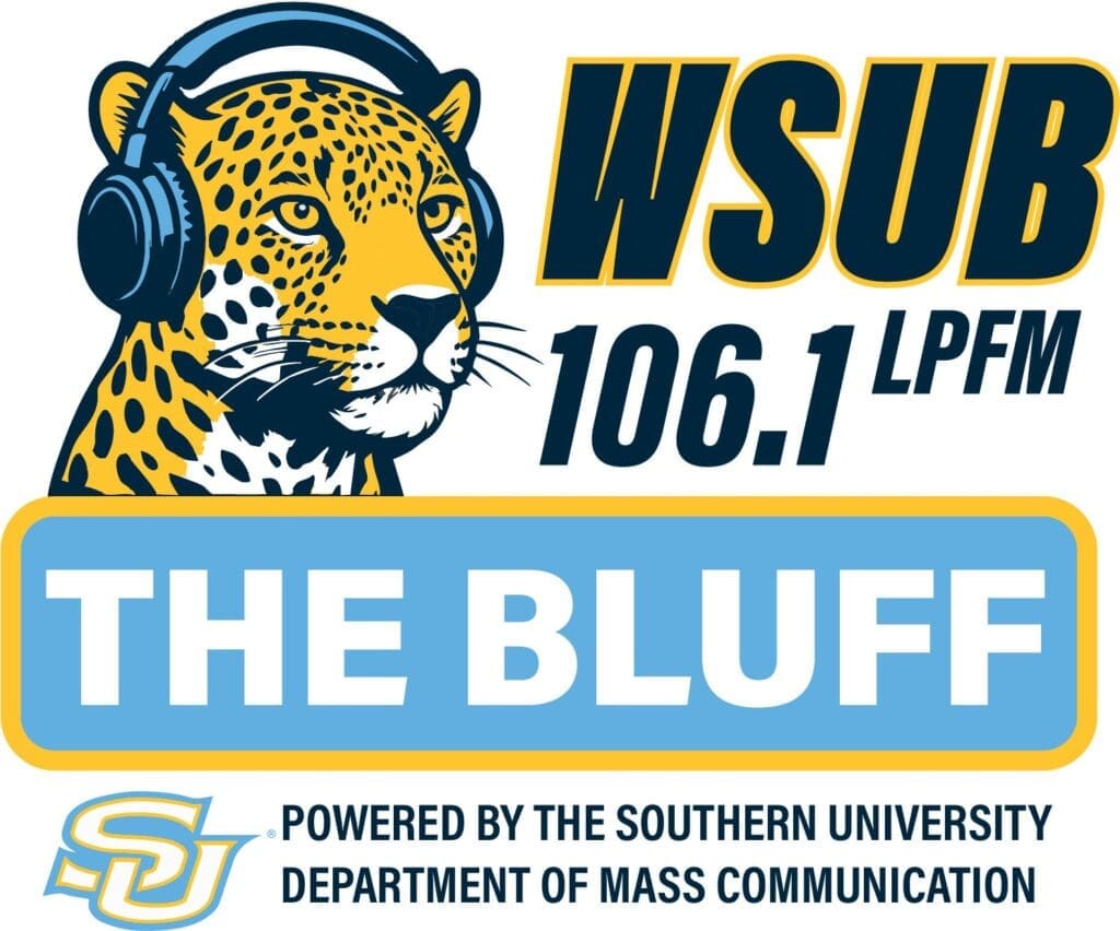 Leopard with headphones, WSUB 106.1 logo.