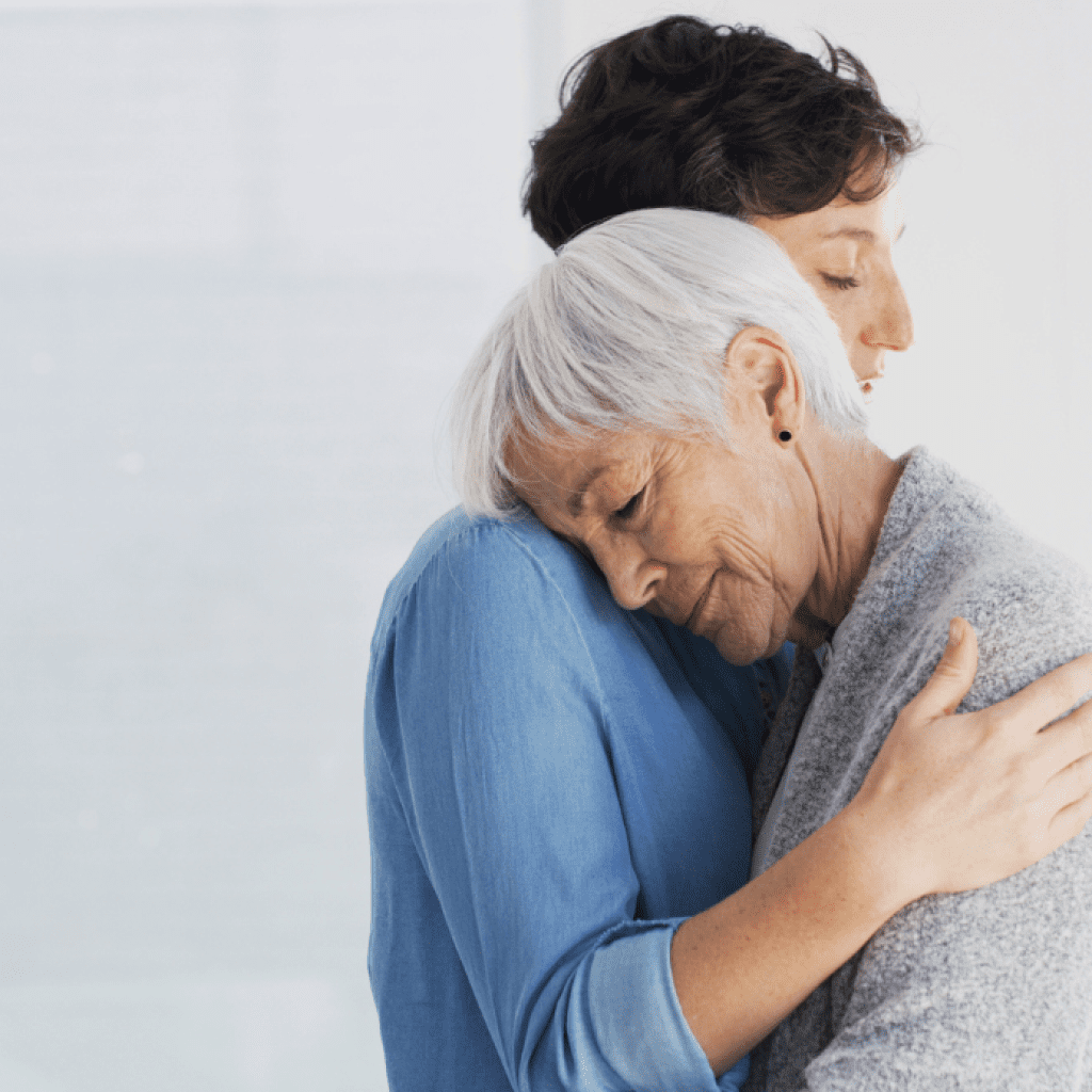 Common Fears Families Have About Home Care Adult woman hugging her senior mom