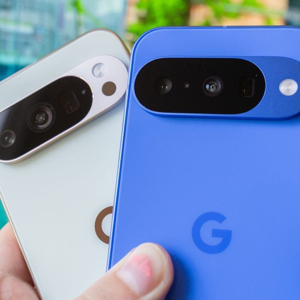 Pixel 10 Pro (left) and Pixel 10 (right).